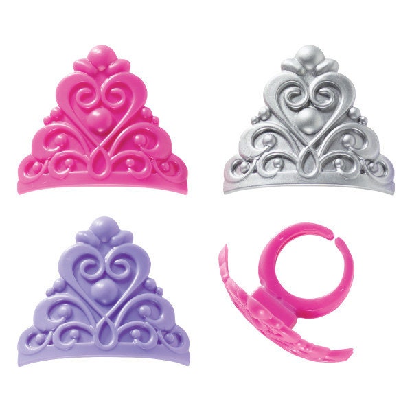 12 QUEEN CROWN Cupcake Rings Cake Toppers for Princess Kids Birthday Party Decoration Craft Supply