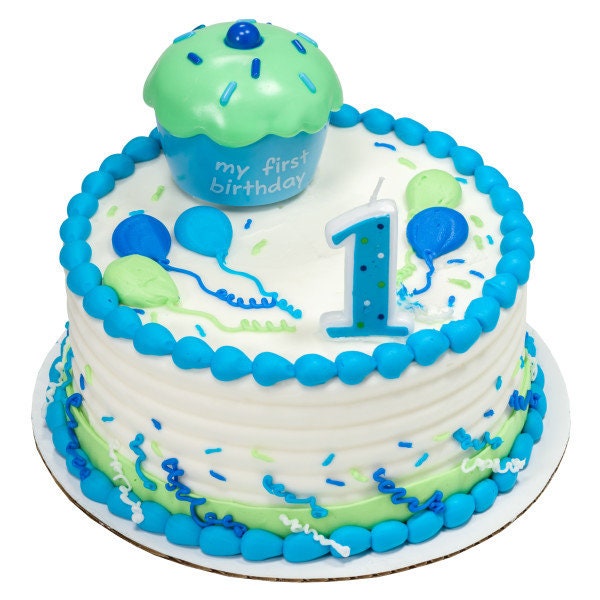 CUPCAKE BLUE KEEPSAKE Box Turning 1 Cake Topper Cake Decoration Birthday Boy Decoset