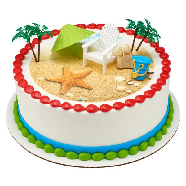 BEACH CHAIR UMBRELLA Cake Topper Cake Decoration Birthday Hawaiian Luau Decoset