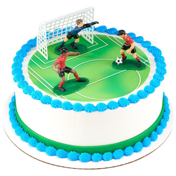 SOCCER KICK OFF Cake Topper Cake Decoration Birthday Sports Goal Soccer Ball Decoset