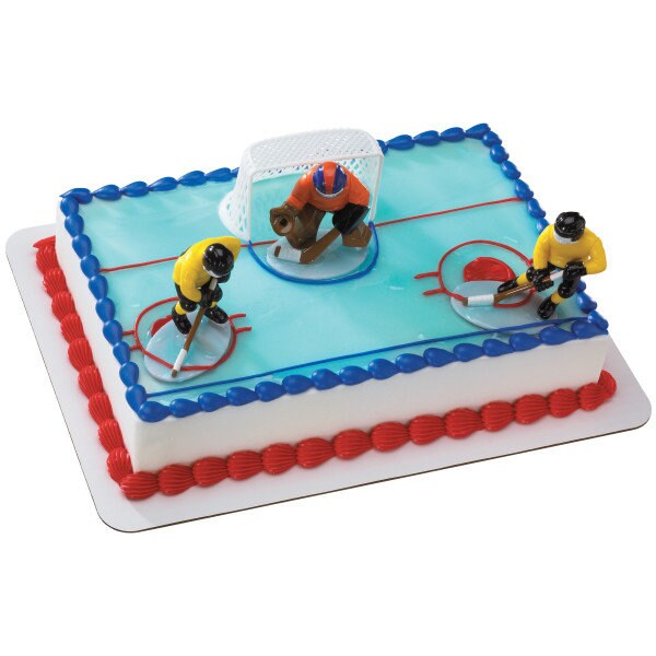 HOCKEY FACE OFF Cake Topper Cake Decoration Birthday Sports Goal Hockey Puck Decoset Craft Supply