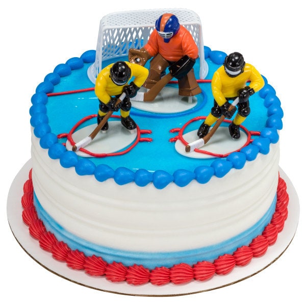 HOCKEY FACE OFF Cake Topper Cake Decoration Birthday Sports Goal Hockey Puck Decoset Craft Supply