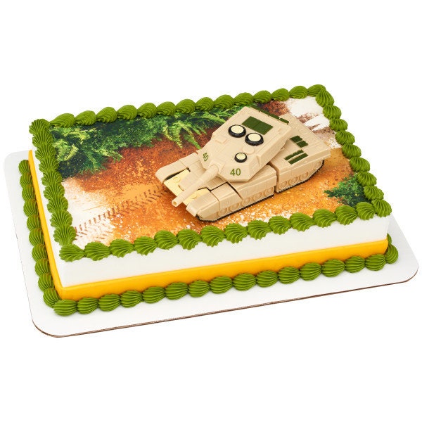 MILITARY TANK ROBOT Cake Topper Cake Decoration Birthday Army Marines Decoset