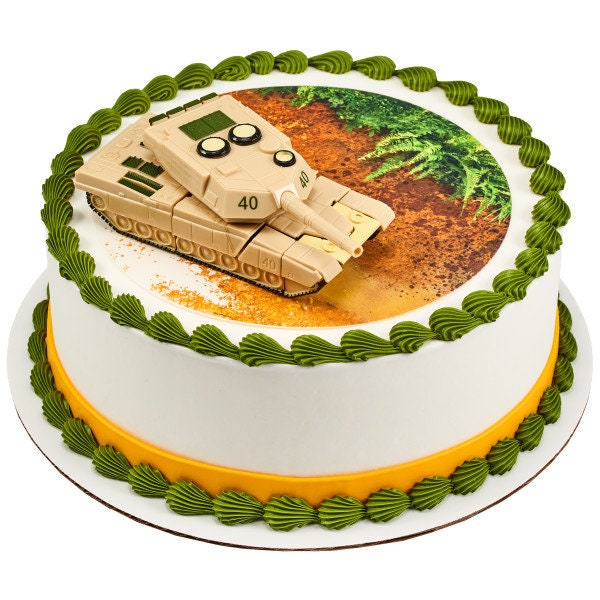 MILITARY TANK ROBOT Cake Topper Cake Decoration Birthday Army Marines Decoset Craft Supply