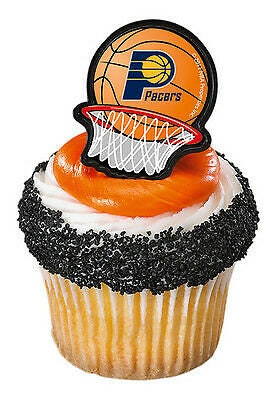 12 INDIANA PACERS Cupcake Rings NBA Cake Toppers for Birthday Party Decoration