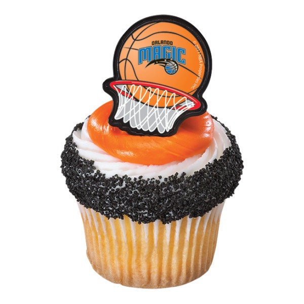 12 ORLANDO MAGIC Cupcake Rings NBA Cake Toppers for Birthday Party Decoration Craft Supply