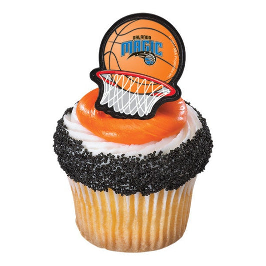 12 ORLANDO MAGIC Cupcake Rings NBA Cake Toppers for Birthday Party Decoration Craft Supply