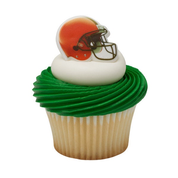 12 CLEVELAND BROWNS Cupcake Rings NFL Cake Toppers for Birthday Party Decoration