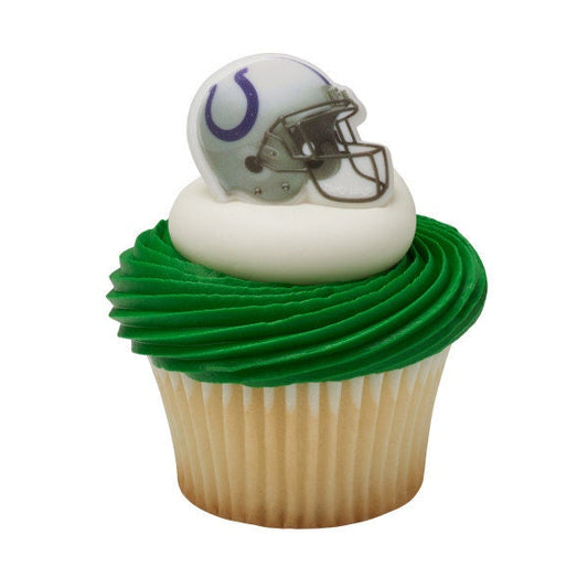 12 INDIANAPOLIS COLTS Cupcake Rings NFL Cake Toppers for Birthday Party Decoration Craft Supply