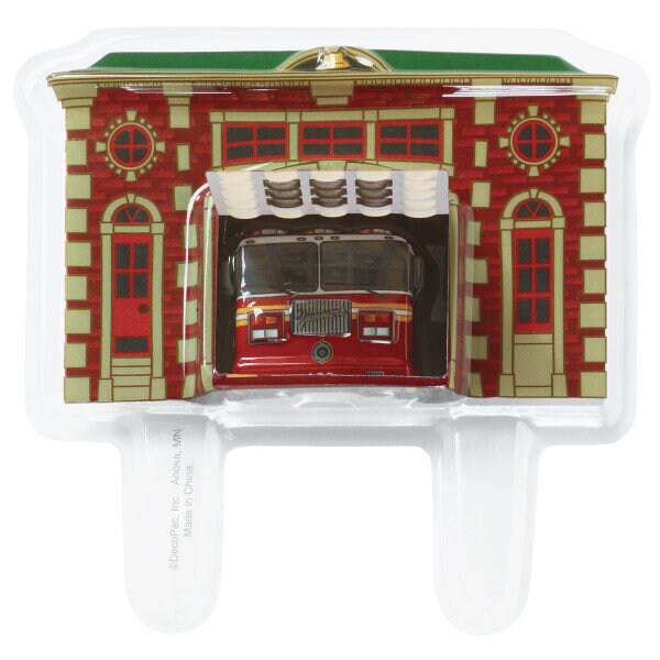FIRE TRUCK & STATION Cake Topper Ladder Firefighter Badge Cake Decoration Birthday Decoset