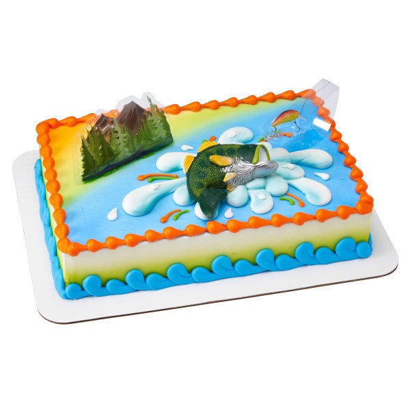 CATCHING The BIG ONE Cake Topper Fishing Hook Pole Tackle Cake Decoration Birthday Decoset Craft Supply