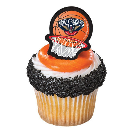 12 NEW ORLEANS PELICANS Cupcake Rings Nba Cake Toppers for Birthday Party Decoration