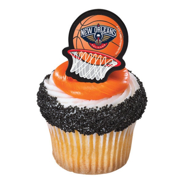12 NEW ORLEANS PELICANS Cupcake Rings Nba Cake Toppers for Birthday Party Decoration Craft Supply