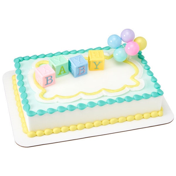 BABY BLOCKS Cake Topper Balloons Gender Reveal Baby Shower Cake Decoration Decoset