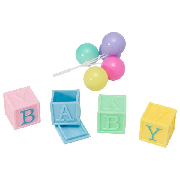 BABY BLOCKS Cake Topper Balloons Gender Reveal Baby Shower Cake Decoration Decoset