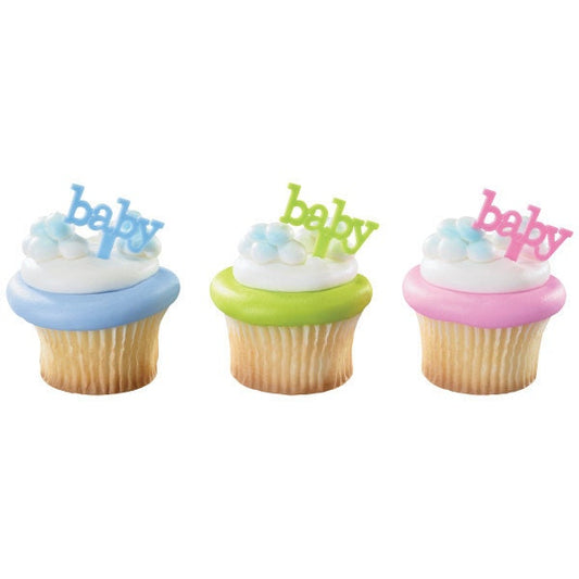 12 BABY Cupcake Picks Cake Toppers for Baby Shower Boy Girl Gender Reveal Party Decoration Craft Supply
