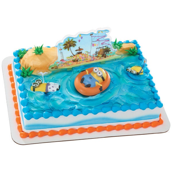 DESPICABLE ME Cake Topper Minions Beach Party Cake Decoration Birthday Decoset