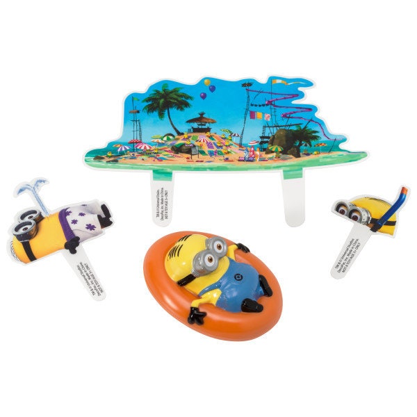 DESPICABLE ME Cake Topper Minions Beach Party Cake Decoration Birthday Decoset Craft Supply