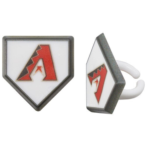 12 ARIZONA DIAMONDBACKS Cupcake Rings MLB Home Plate Cake Toppers for Birthday Party Decoration