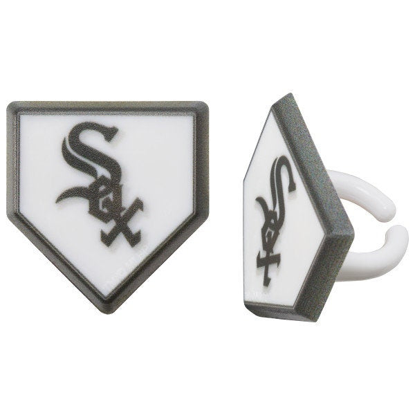 12 CHICAGO WHITE SOX Cupcake Rings Mlb Home Plate Cake Toppers for Birthday Party Decoration