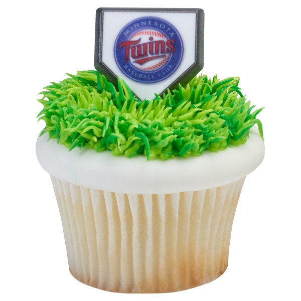12 MINNESOTA TWINS Cupcake Rings MLB Home Plate Cake Toppers for Birthday Party Decoration