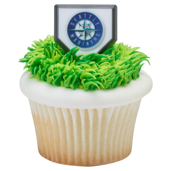 12 SEATTLE MARINERS Cupcake Rings MLB Home Plate Cake Toppers for Birthday Party Decoration