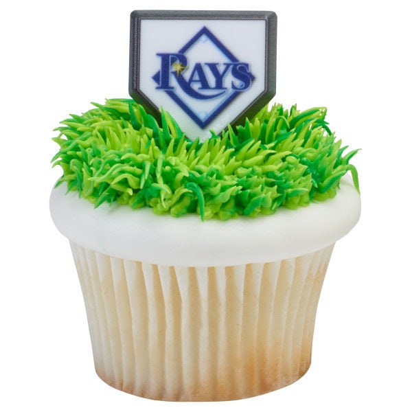 12 TAMPA BAY RAYS Cupcake Rings Mlb Home Plate Cake Toppers for Birthday Party Decoration
