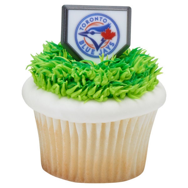 12 TORONTO BLUE JAYS Cupcake Rings Mlb Home Plate Cake Toppers for Birthday Party Decoration