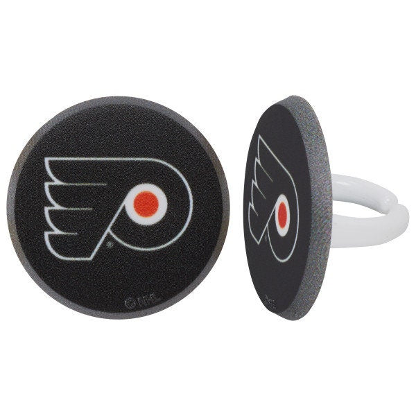 12 PHILADELPHIA FLYERS Cupcake Rings NHL Cake Toppers for Birthday Party Decoration