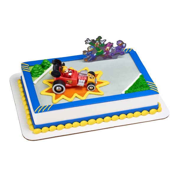 MICKEY MOUSE ROADSTER Cake Topper Racecar Goofy Donald Duck Party Cake Decoration Birthday Decoset Craft Supply