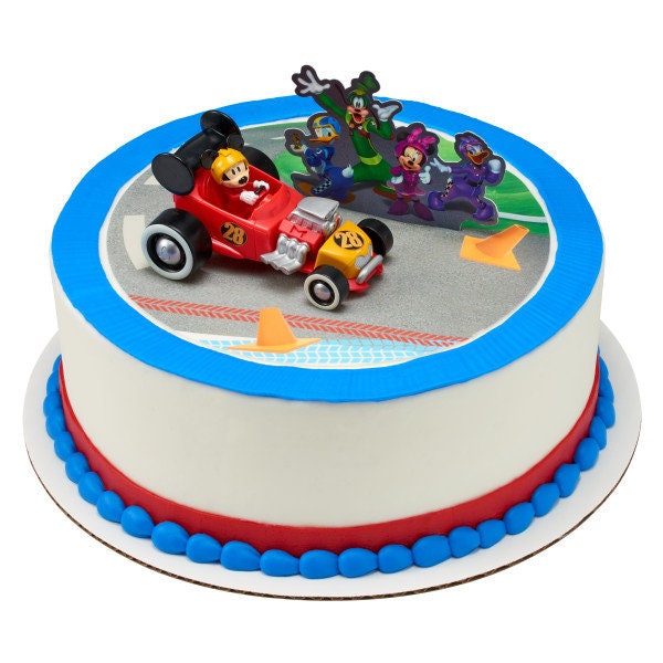 MICKEY MOUSE ROADSTER Cake Topper Racecar Goofy Donald Duck Party Cake Decoration Birthday Decoset Craft Supply