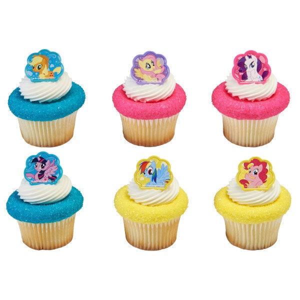 12 MY LITTLE PONY Cupcake Rings Cutie Beauty Cake Toppers Birthday Party Decoration