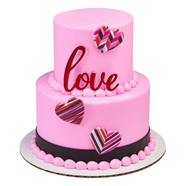 12 FRESH GEOMETRIC HEARTS Cupcake Rings Valentine Heart Love Xoxo Cake Toppers Birthday Party Decoration
