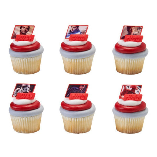 12 STAR WARS Cupcake Rings The Lost Jedi The Force Cake Toppers Birthday Party Decoration