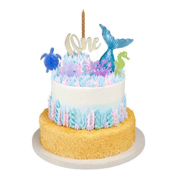 MYSTICAL MERMAID Cake Topper Seahorse Crown Tail Fantasy Decoration Decoset Birthday