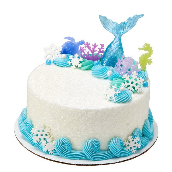 MYSTICAL MERMAID Cake Topper Seahorse Crown Tail Fantasy Decoration Decoset Birthday