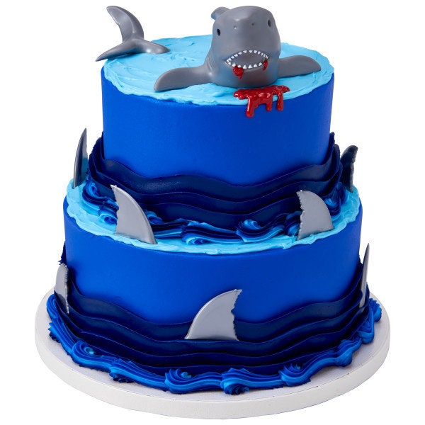12 SHARK FIN Cupcake Picks Beach Ocean Under the Sea Week Cake Toppers Birthday Party Decoration