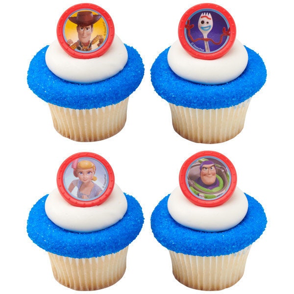 TOY STORY 4 Cupcake Rings (12) Toys Play Disney Woody Buzz Cake Toppers Birthday Party Decoration Picks Craft Supply