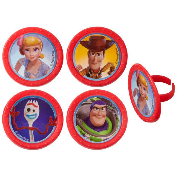 TOY STORY 4 Cupcake Rings (12) Toys Play Disney Woody Buzz Cake Toppers Birthday Party Decoration Picks Craft Supply
