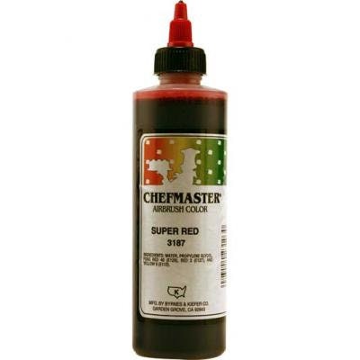 SUPER RED Chefmaster Airbrush Color 9-Ounce - Custom Cake Cupcake Decorating