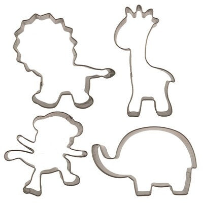 Cutie Cupcake Jungle Cutter Set - Monkey, Lion, Elephant, Giraffe -- For cakes, cupcakes, and cookies.  Fondant OR Gumpaste