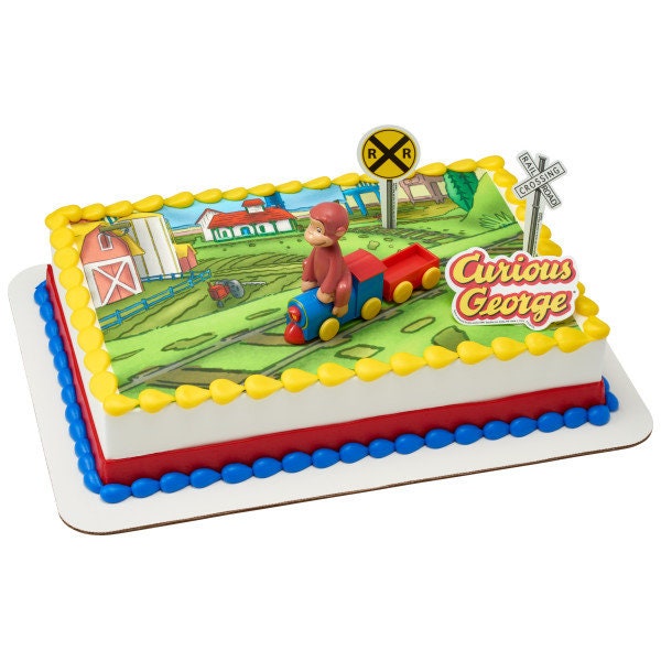 CURIOUS GEORGE Cake Topper Train Set Birthday Party Cake Decoration Decoset Craft Supply