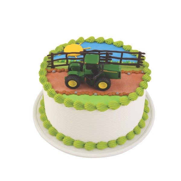 JOHN DEERE Cake Topper Tractor Farm Fence Birthday Party Cake Decoration Decoset Craft Supply