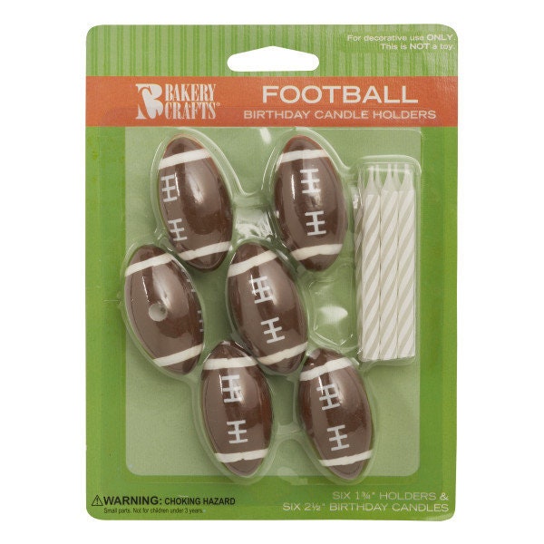 FOOTBALL Candle Holder Set With Candles Cupcake Cake Toppers Birthday Party Decoration Team