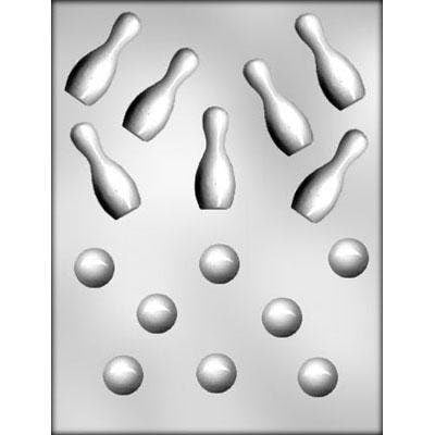 BOWLING BALL PINS Chocolate Candy Mold -- Sports Bowling Strike Ball Pin Soap