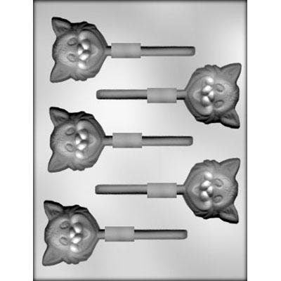 CAT FACE Sucker Chocolate Candy Mold -- Animal Halloween Pet Meow Soap
