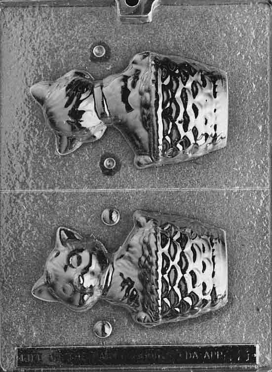 3D Cat in a Basket Chocolate Candy Mold Craft Supply