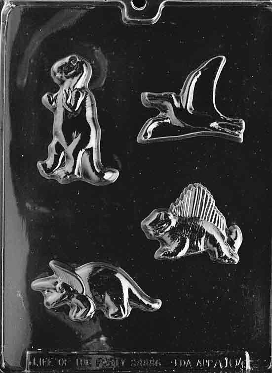 FOUR DINOSAURS Chocolate Candy Mold
