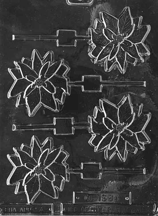 POINSETTIA LOLLY Christmas Sucker Chocolate Candy Mold Craft Supply