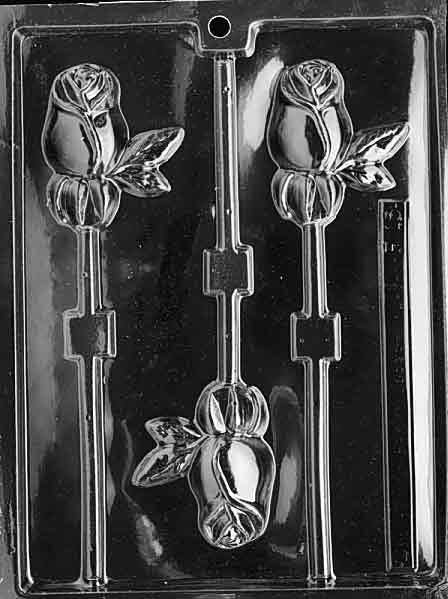 LONG STEM ROSE Lolly Sucker Chocolate Candy Mold